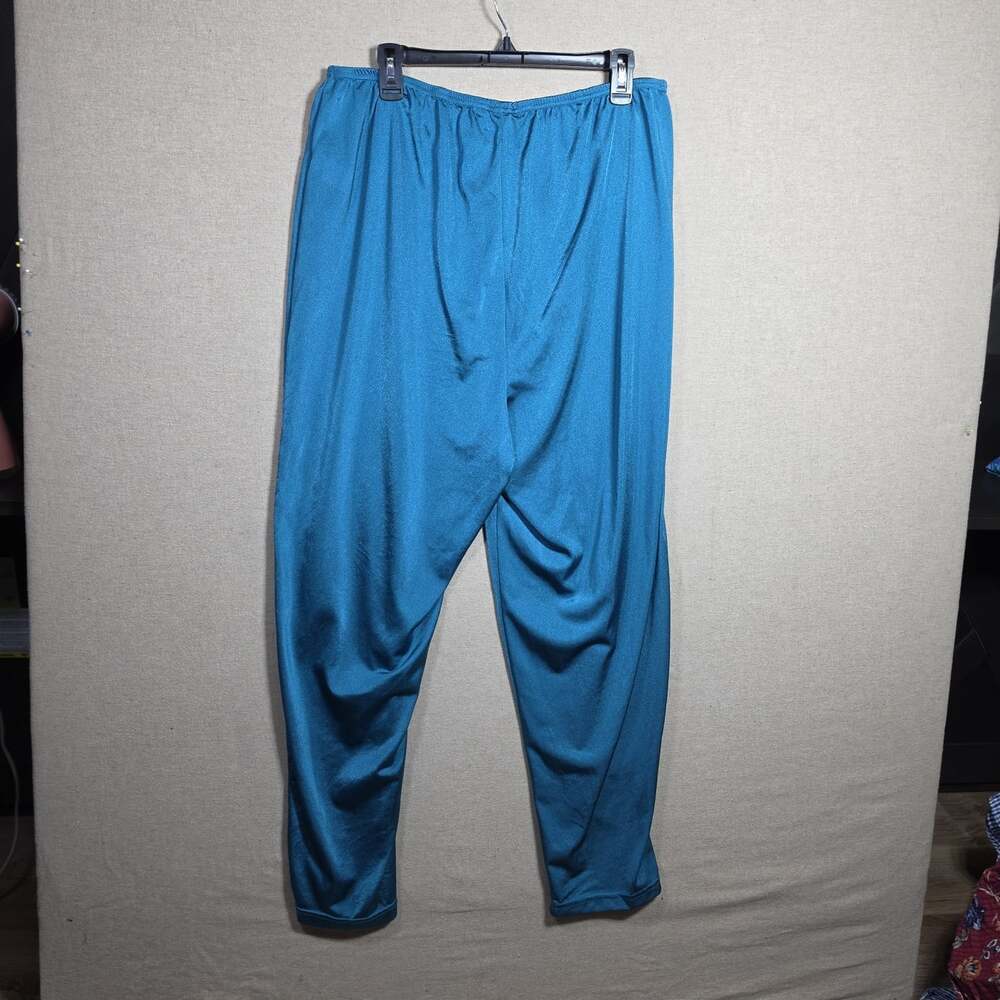Only Necessities Womens 1X Blue Nylon silky 2pc Pajama pants Set Lace Trim - Picture 12 of 12